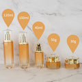 Eco-Luxury Frosted Glass Skincare Cosmetic Packaging 50ml Flat Glass Bottles Lotion Pump Bottle Glass Bottle Set Skincare Set