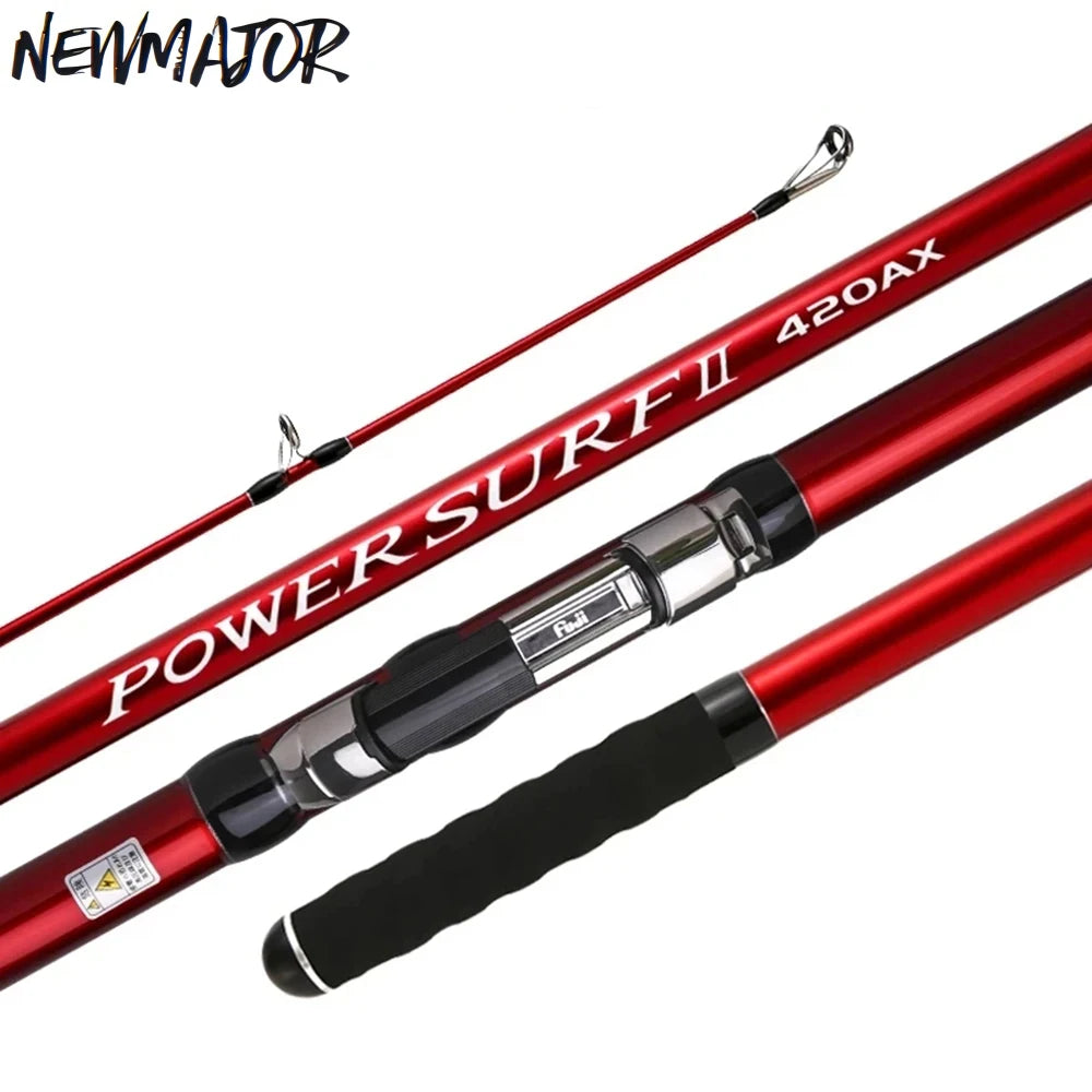 MADMOUSE 4.20m 3 Section 100-350g Sinker FAST Action Carbon Power Surf Fuji Fishing Rod Japan Quality Spinning Rod Sea Bass