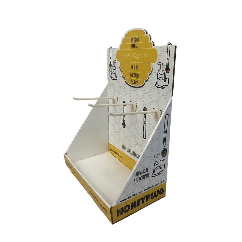 Cardboard Hook Display Stand 4 Hooks Counter Top Display PDQ Retail Show Box Cardboard Box Display With Hooks