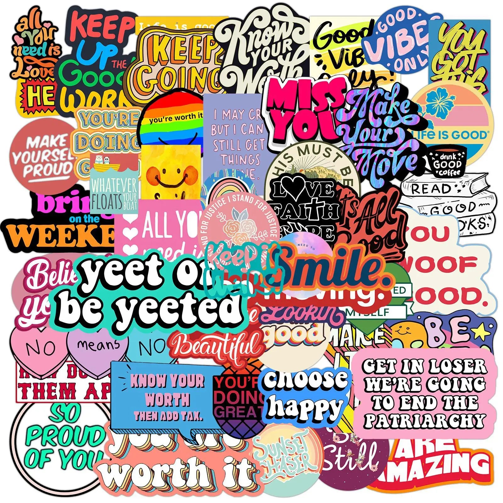 50Pcs Motivational Sticker Phrase Inspirational Stickers Label for Laptop Scrapbook Notebook