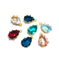 Fashion Copper Jewelry Crystal Glass Charms Necklace Chain Bracelet Pendants Water Drop Hook Claw Setting Rhinestones Pendant