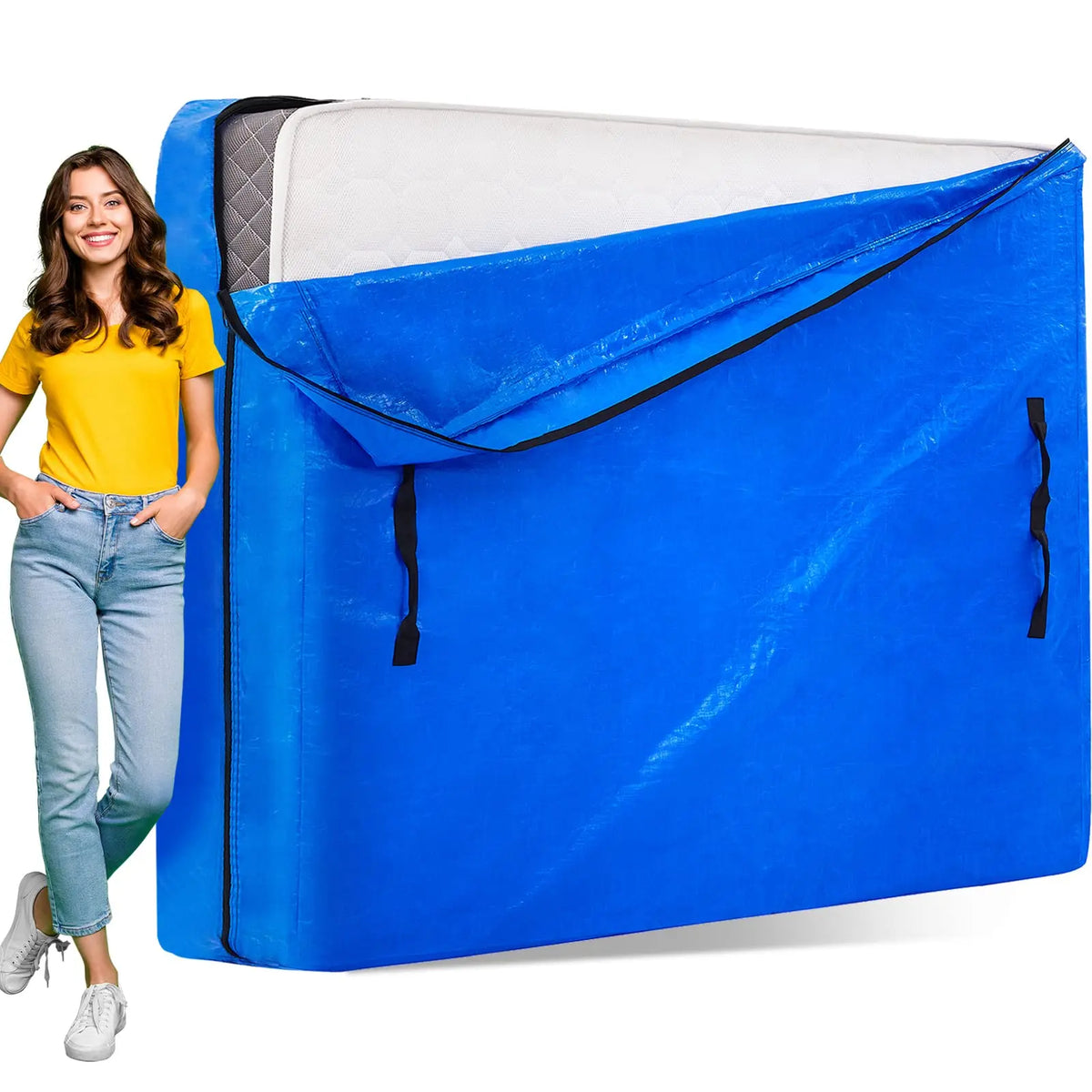 Dust Proof Bag Mattress Bag for Moving and StorageHeavy Duty Tarp Reusable Mattress Storage BagEasy Carrier