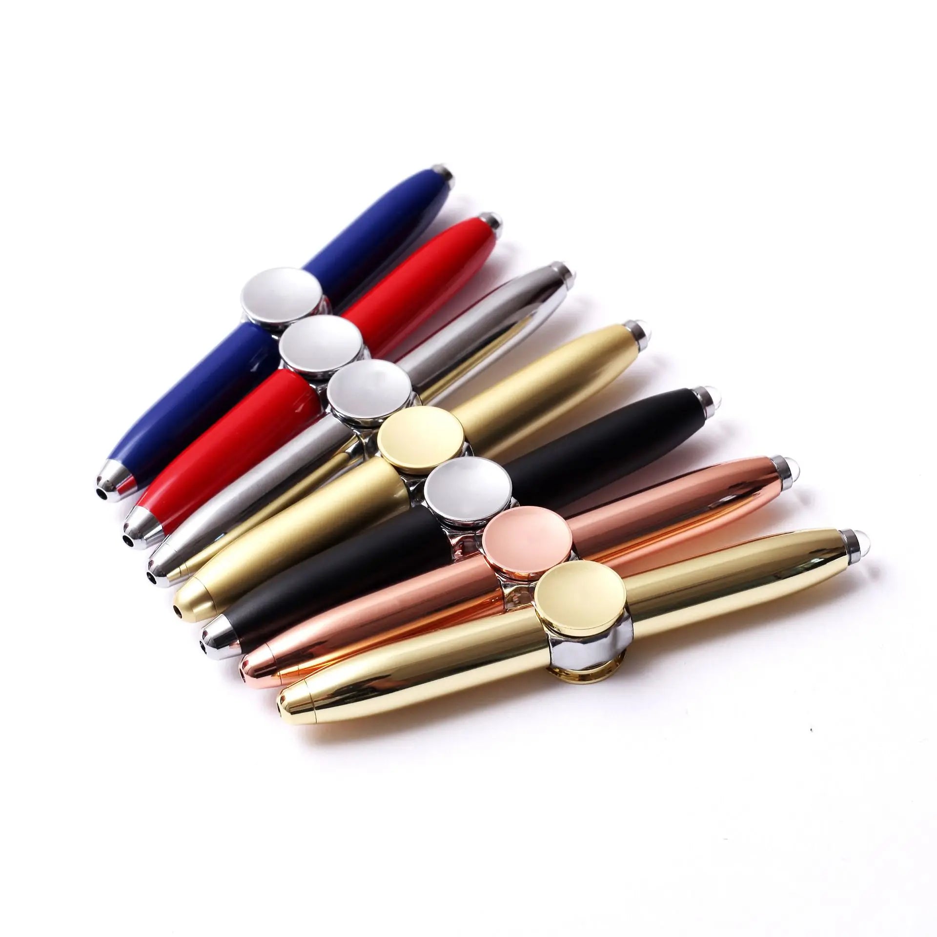 Manufacturer Fingertip Spinner Pen LED Light Metal Pen Customized Multifunctional Ballpoint Pen Stationery Gift Logo