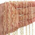 KUOYU 1M Gold Color Box Chain Toggle Clasp Flat Round Rosary Chain Wire Wrapped Beaded Chains for Jewelry Making