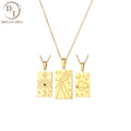 Wholesale Custom Pattern Square Pendant Necklace New Design Stainless Steel 18K Gold Plated Nameplate Necklace