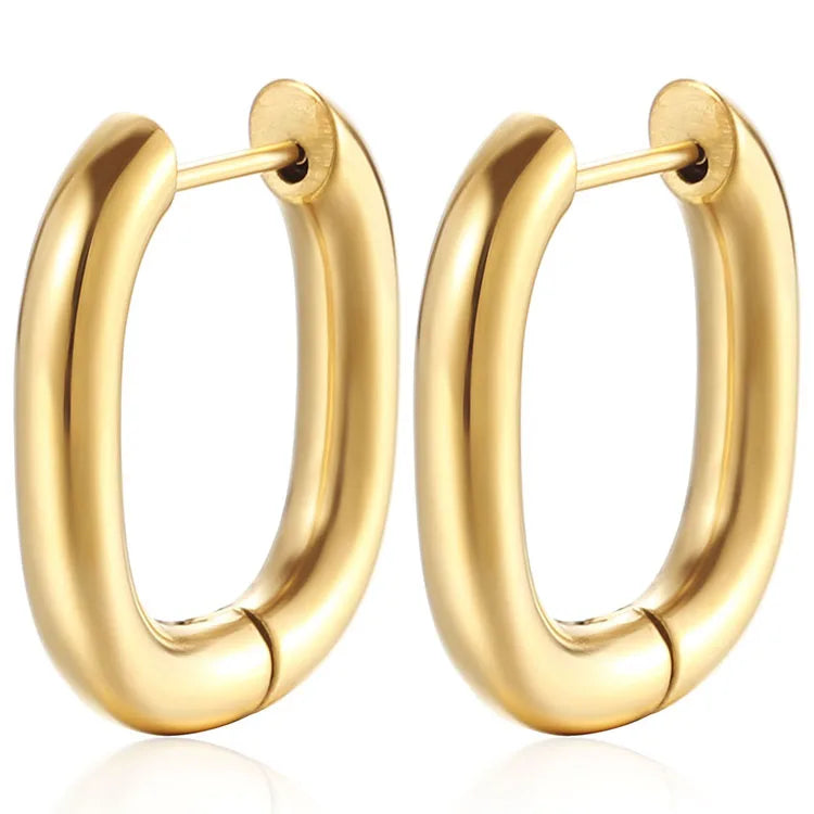 Geometric Hoops Earrings Jewelry Pentagram Rectangle Triangle Square Circle Shape Stainless Steel Huggie Hoop Earrings