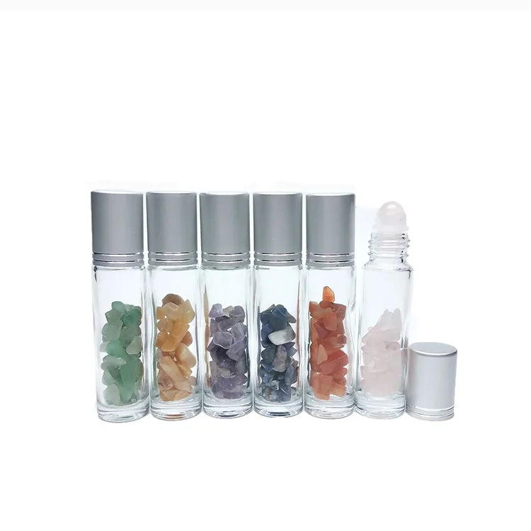 Gift Set 10ml Natural Gemstone Glass Body Perfume Essential Oil Roll on Roller for Bottle Screen Printed Recyclable