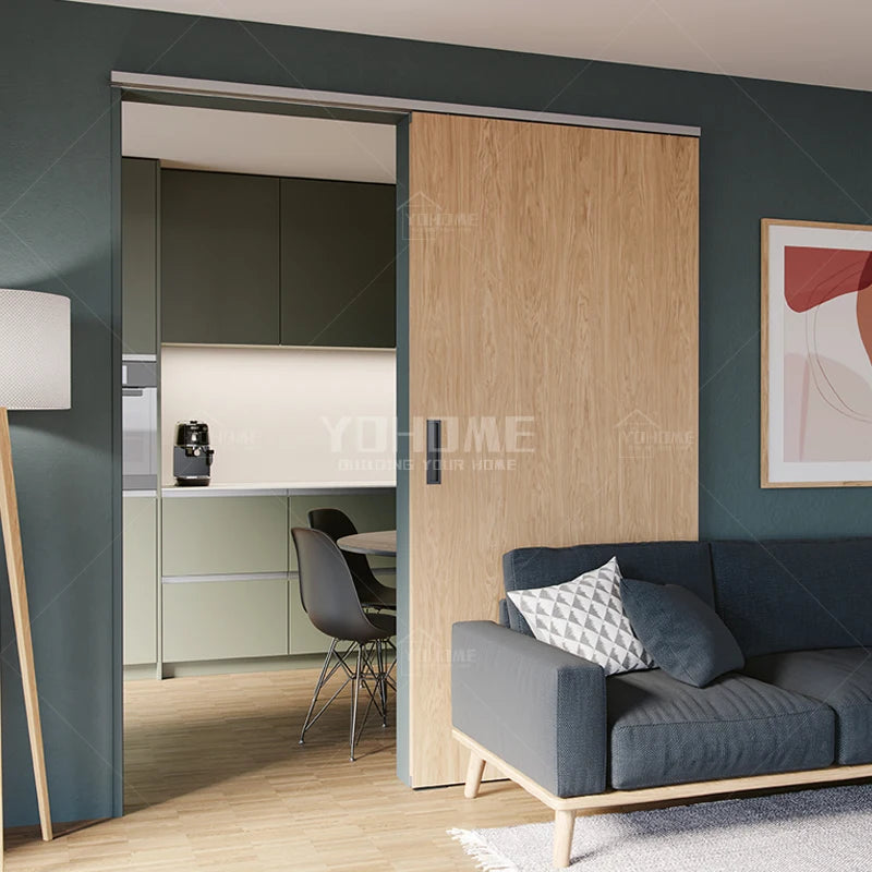 European Standard Handle Built-in Flat Folding Door Modern Push-pull Kitchen Sliding Barn Door Floating Sliding Door