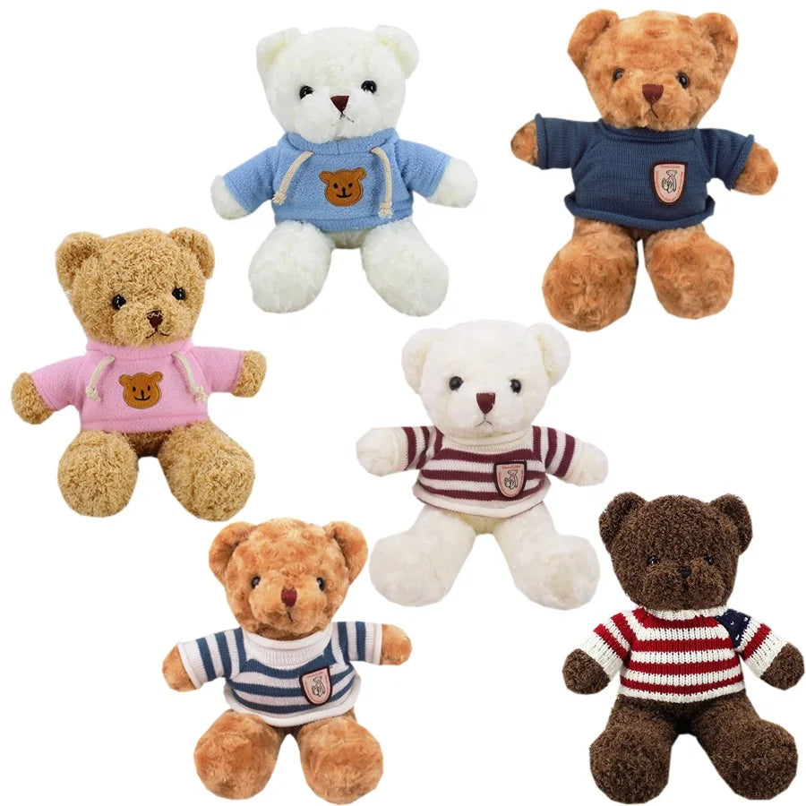 30 cm Cute Brown Teddy Animal Bear with Clothing Plush Toys for Kids Gift Dressed Clothes Hoodie Bear Stuffed Doll Oso Peluche