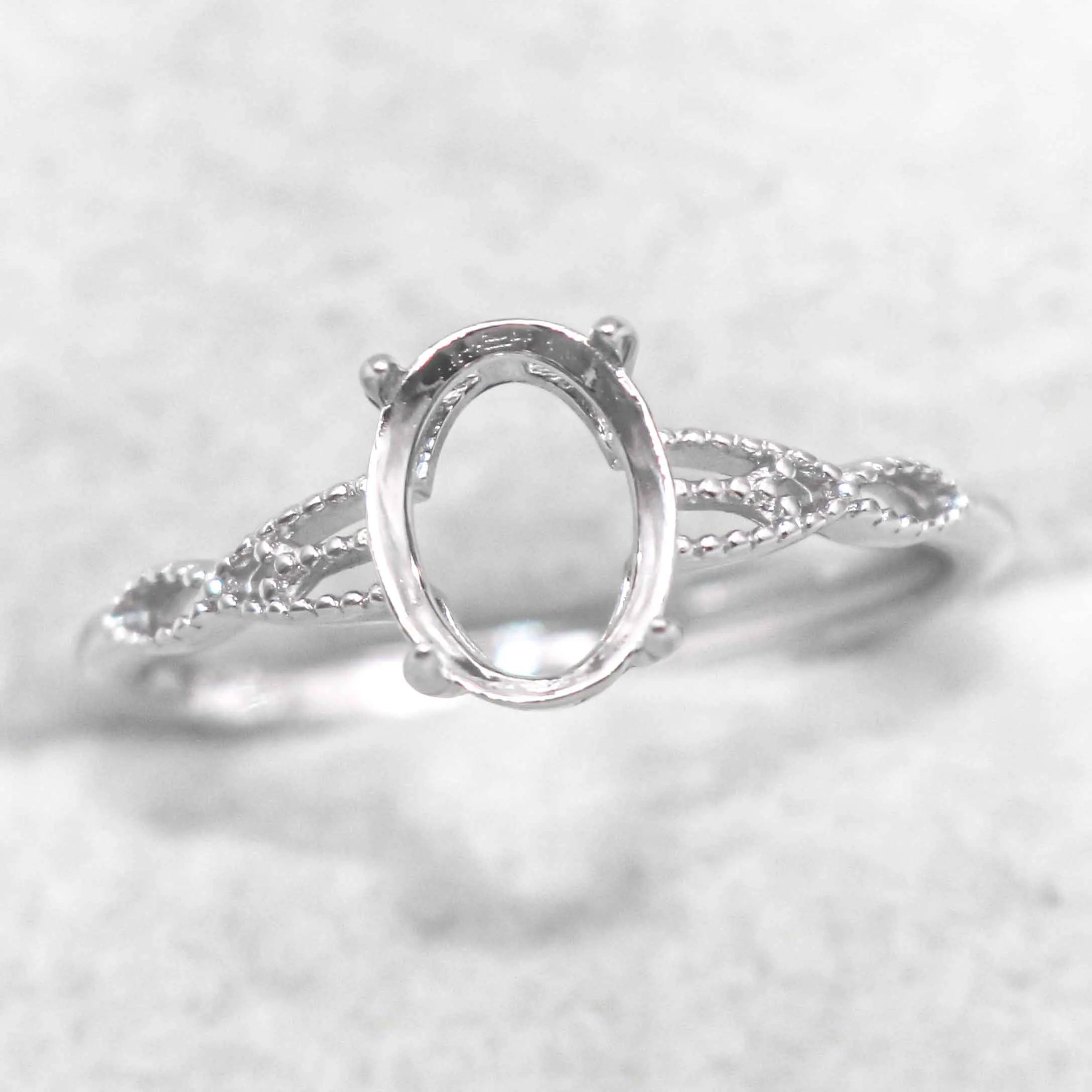 Sterling Silver 5*7/6*8/7*9/8*10/9*11/10*12/11*14/12*15mm Semi Mount Ring Frame Setting Base Without Center Stone for DIY Inlay