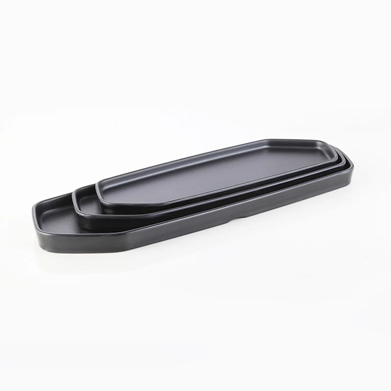 Matte Black Melamine Plate Wholesale Plastic Dinnerware Sets Serving Plates