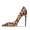 Drop Shipping 2024 New Arrival Pointy Toe Microfiber Leather Stiletto High Heel Leopard Print Party Club Show Shoes for Women