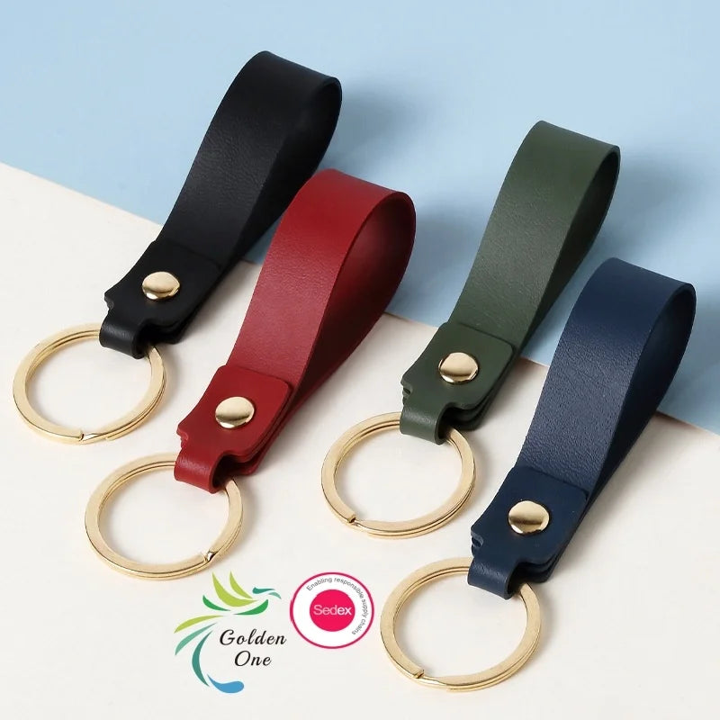 Factory Direct Multi-Color PU Leather Keychain Custom Car Pendant Drop Lock Keyring Promotional Gift Option