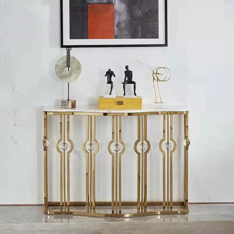 Modern Designer Hallway Tables SS Frame Metal Console Table Set Furniture Living Room Set Coffee END Luxury Gold Console Tables