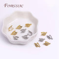 18K Real Gold Plated Zircon Leaf Shape Steel Clamp Pinch Clip Pendant Bails DIY Earring Making Accessories Jewelry Findings