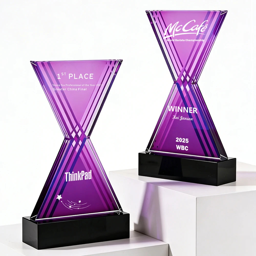 Jadevertu Customized Cheap Economical Modern Sandblasted Trophy Souvenir Gift Acrylic Diamond Academic Recognition Award Glass