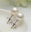Sterling Silver White Pearl Wedding Earrings Hypoallergenic Ear Studs 18K White Gold Plated Faux Pearl Stud Earrings for Women