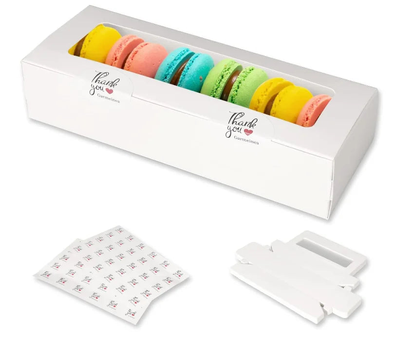 OEM ODM Brown Macaron Boxes Matt Glossy Lamination UV Coating Embossing Recycled Materials 5-7 Macarons 60 Stickers Home DIY