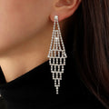 Trendy Bling Bride Wedding Earring European Irregular Rhinestone Crystal Stud Crystal Tassel Earrings for Women Jewelry