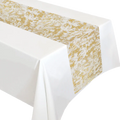 New Customized Polyester Table Runner Gold Printed Disposable Table Runner for Wedding Decoration