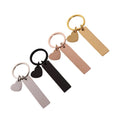 Long Bar Gold Silver Black Stainless Steel Blank Metal Keychain Heart Pendant Laser Engraving Love Blank Key Chain Name Souvenir