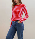 New Style Casual Fashion Logo Designer Drop Shipping 10pcs MOQ Women's Stripes Custom Knit Sweater