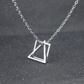 Hip Hop Unisex Alloy Long Pendant Necklace with Geometric Triangle and Square Design Trendy Cool Jewelry