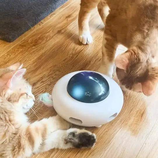 UFO Luxury Electric Automatic Interactive Plastic Cat Toy with Feather Teaser for Cats & Kittens-Intelligent