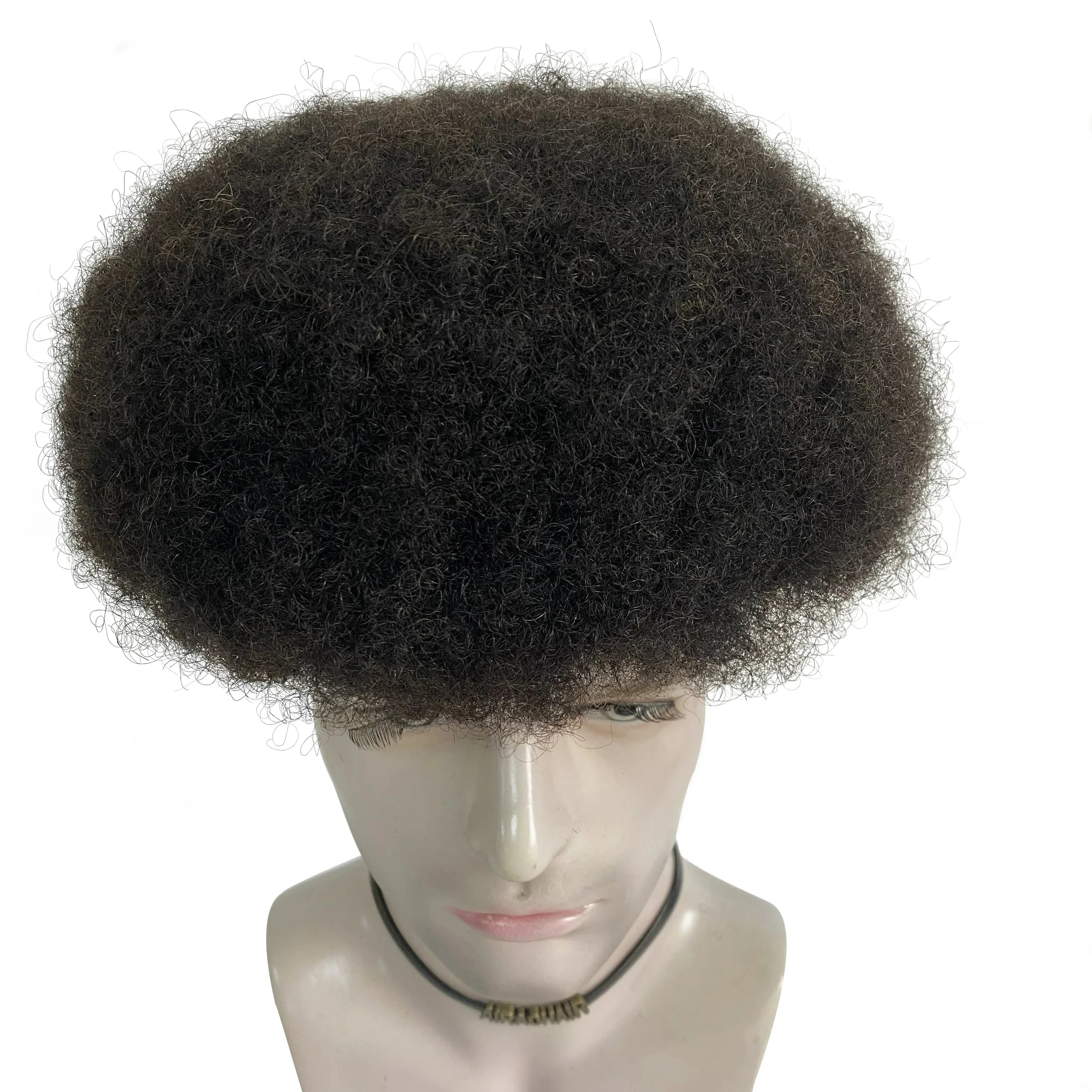 Ready Delivery Afro Curly Natural Remy Human Hair Hairpiece Full Lace Men Hair Piece Toupee