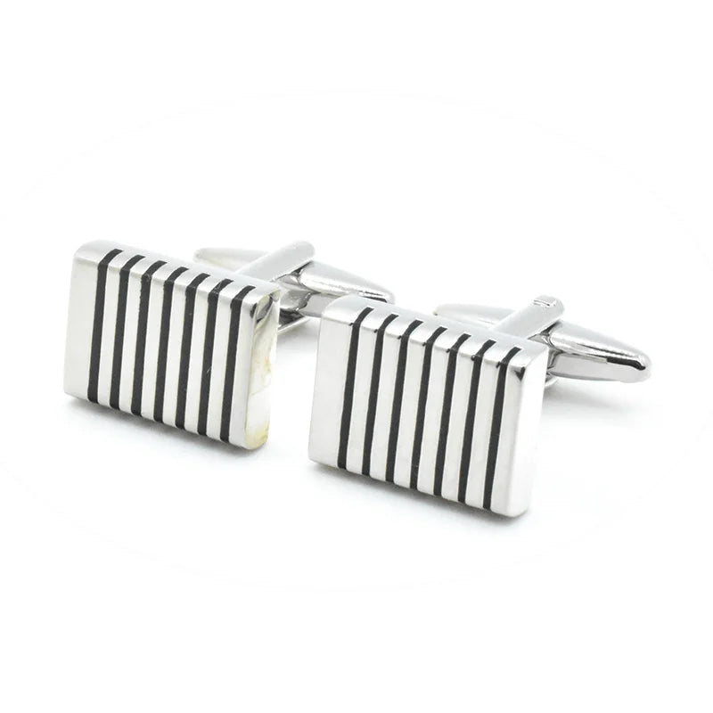 Wholesale Blue Strip Cufflinks Custom Men's Suit Shirt Accessory Trendy Brass Jewelry for Wedding Tuxedo and Children's Gift