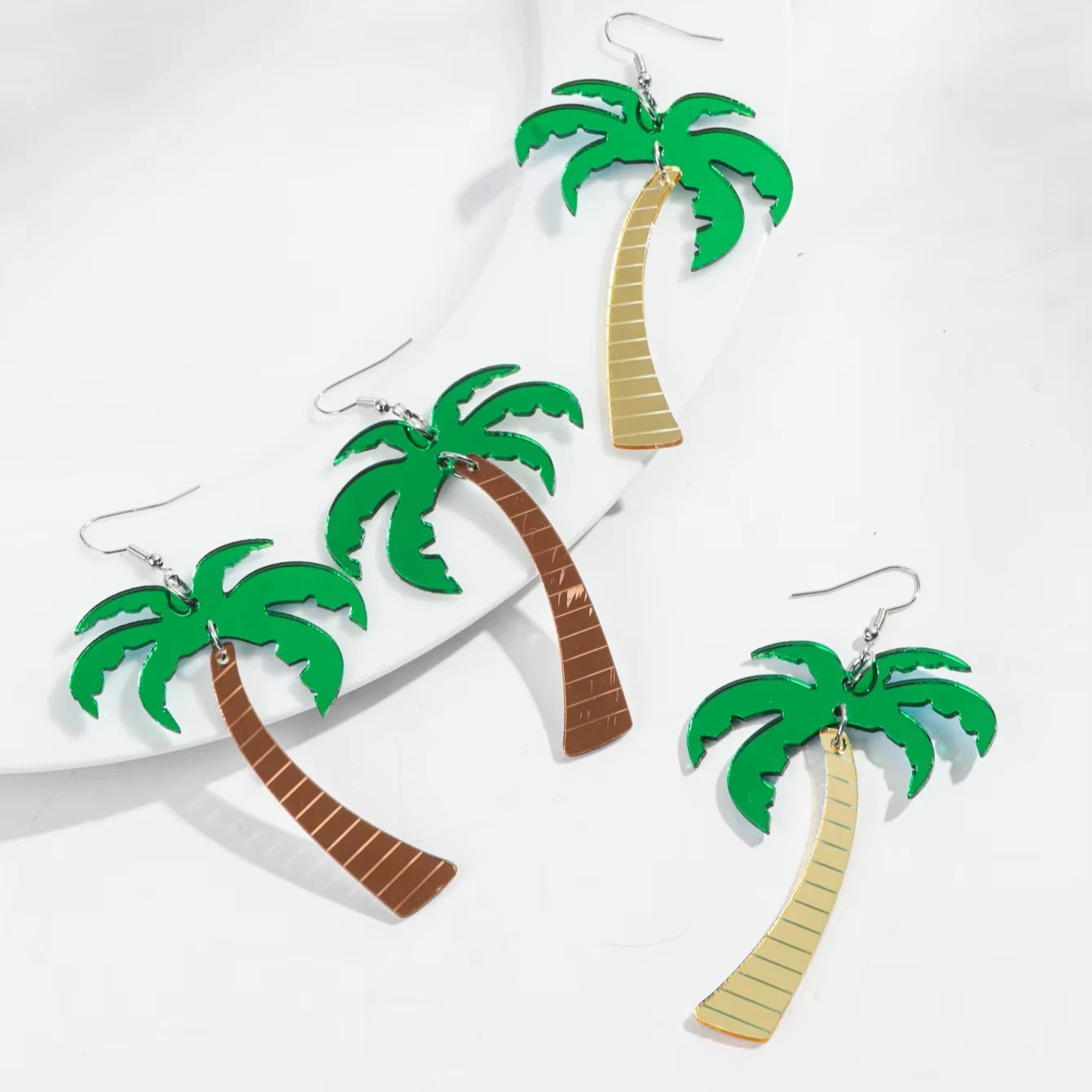 Hot Selling Cartoon Beach Brown Coconut Tree Earrings Trend Acrylic Long Earrings for Women