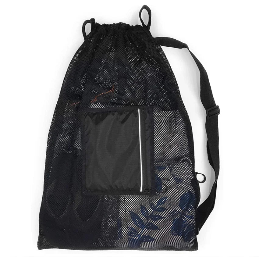 Gelory Best Sale Large Mesh Swim Drawstring Sling Bag Swimming Gym Beach Drawstring Bag with Pockets