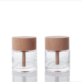 Custom 50ml Glass Aromatherapy Bottle Round  Glass Bottle with Wooden Lid Aroma  Glass Perfume Bottles