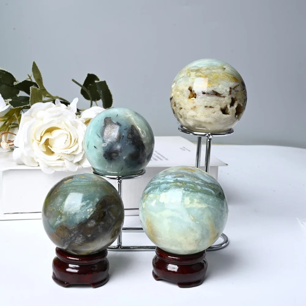 Natural Crystal Sky Blue Sphere Calcite Sky Blue Crystals Sphere for Wedding Souvenirs Gemstone for Sale AndhomeDecoration