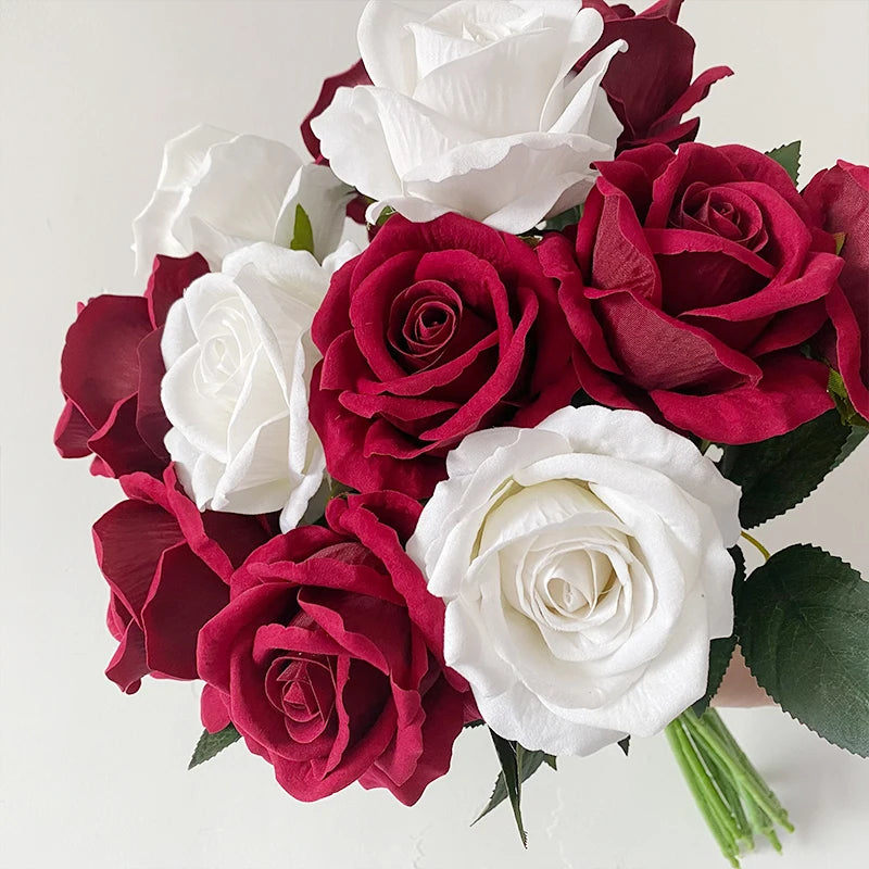 Wholesale Factory Price Artificial Flowers Velvet Large Roses Real Touch Flower