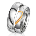 Bulk Fashion Trendy Stainless Steel 18k Gold Plated love Heart Promise Wedding Engagement Rings Couple Ring Set for Lovers