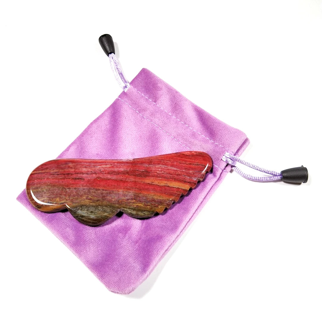 Huiying American Style Anti Aging Face Massager Jagged Mookaite jasper Wing Gem Guasha Facial Guastone Women Beauty