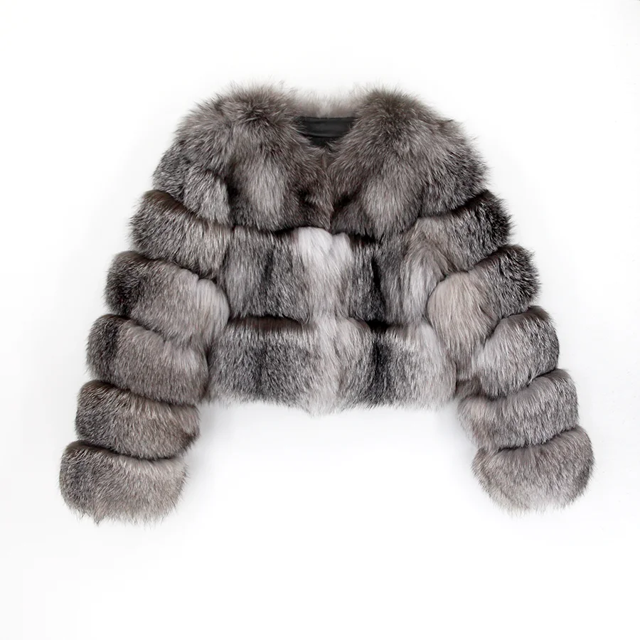 QIUCHEN QC22068 New Women Casual High-end Warm Colourful Winter Thick Regular Jacket Silver Arctic Fox Real Fox Fur Coat