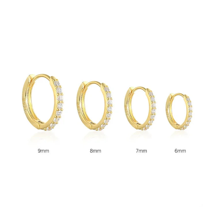 SP Trendy Minimalist Silver Hoop Earrings 6/7/8/9mm Zircon Silver Hoop Earrings 925 Sterling