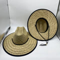 Wholesale Vintage Summer Windproof Straw Hats Wide Brim Women Men Chin Strap Straw Boater Hats with Custom Logo