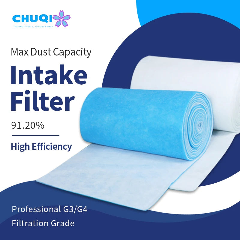 Polyester Synthetic Pre Filter Media Roll Blue White G2 G3 G4 Flame Retardant Exhaust Intake Filter Media for Paint Spray Booth