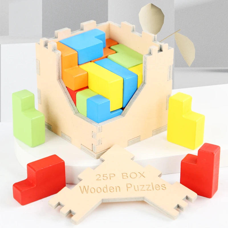 Wooden Rainbow Building Blocks 3D Cube Stack High Wooden Toys Educational Preschool Teaching Aids Tower