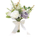 White Bridesmaid Holding Artificial Mini Bridal Flower Wedding Bouquet for Bride