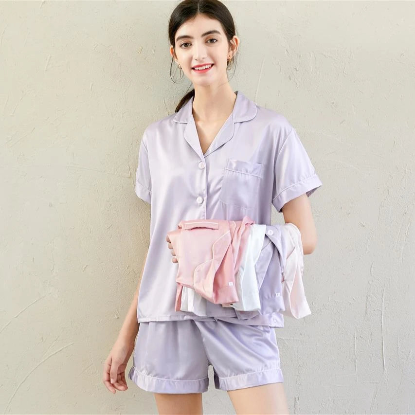 FUNG 3034  Women Satin Sample Color Women Satin Bridesmaid Pajamas and Satin Pajama Set for Wedding Party Gift