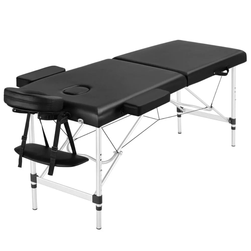 Two-section Folding Portable Facial Beauty Bed Set with PU Leather Modern Design for Salon and Home Use