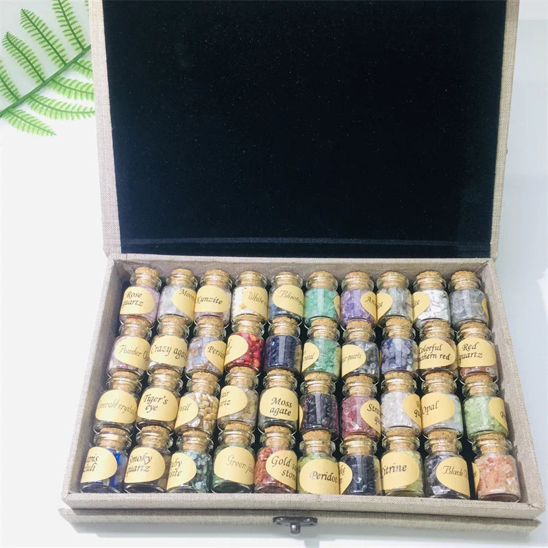 Natural Crystal Chip Bottle Minerals Specimen Mini Stone  Gift Quartz Chip Wishing Bottles
