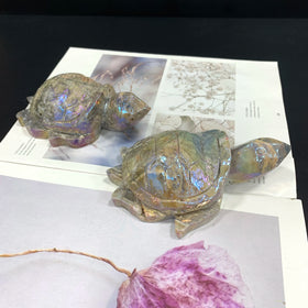 Wholesale Hand Carved Natural Crystals Turtle Aura Sphalerite Turtle Carving Chakra Crystal Crafts