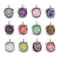 Bulk Wholesale Round  Wish Bottle Healing Crystal Gemstone Pendant Crushed Stone Beads Pendant Necklace Girls Gift