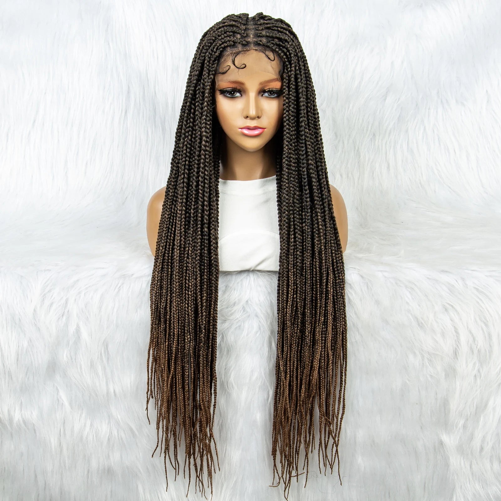 Cheap 34 Inch Braided Full Laces Synthetic Fiber Wigs Vendors Wholesale Synthetic Braiding Hair for Black Women