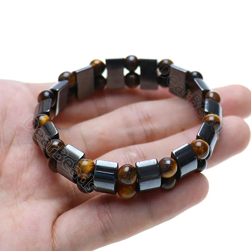 Natural Hematite Tiger  Eye Bracelets Healing Stone Customized Beads Bracelet for Women Man